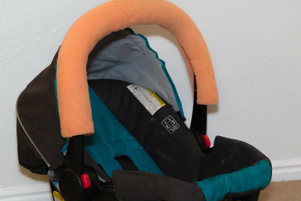 Postartum hacks - padded car seat handle