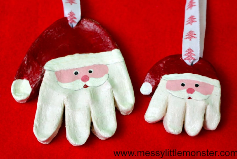 DIY Christmas Ornaments to Make With Toddlers santa hands