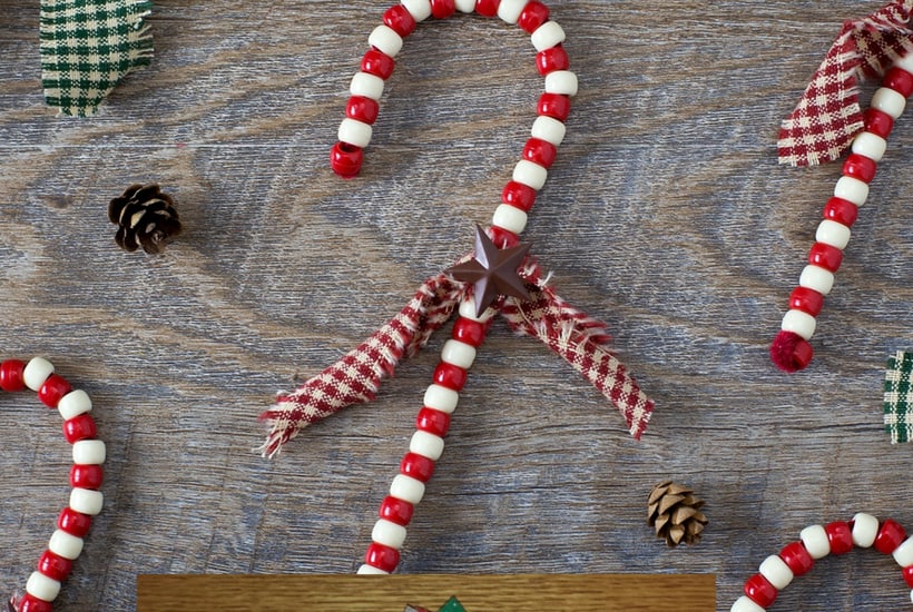 candy cane DIY Christmas Ornaments to Make With Toddlers 