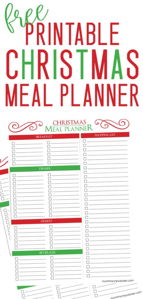 printable christmas menu planner